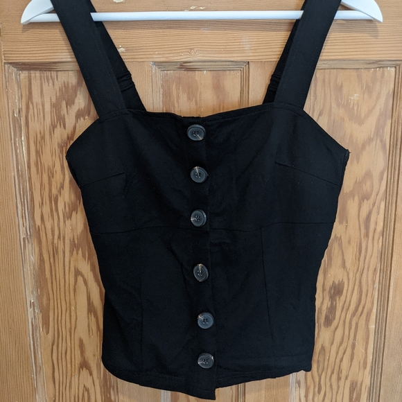 Black top corset type top with buttons - Picture 1 of 5